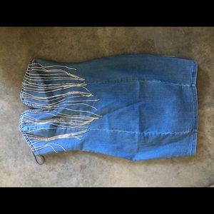 Denim bodycon dress with diamonds